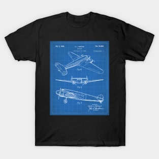 Lockheed Airplane Patent - Electra Air Plane Art - Blueprint T-Shirt